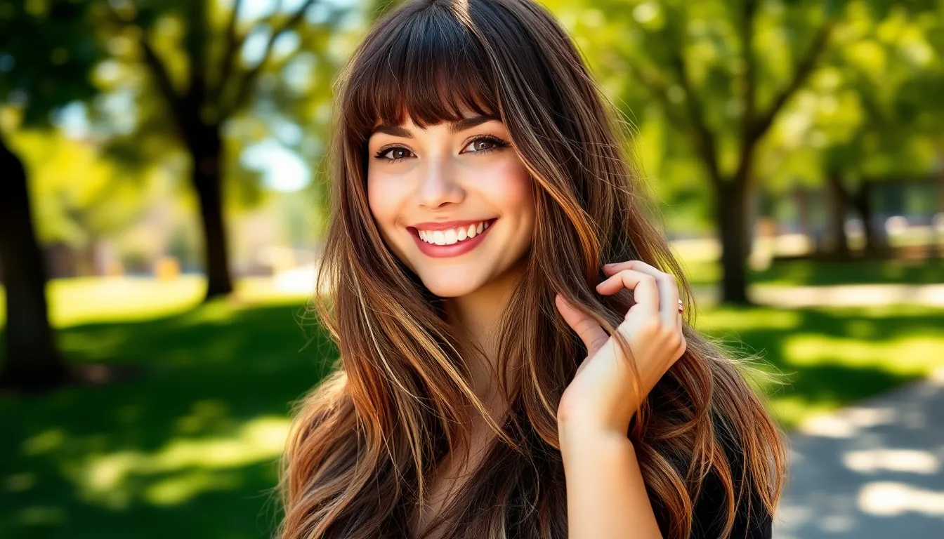 Front layered haircuts for long hair with bangs