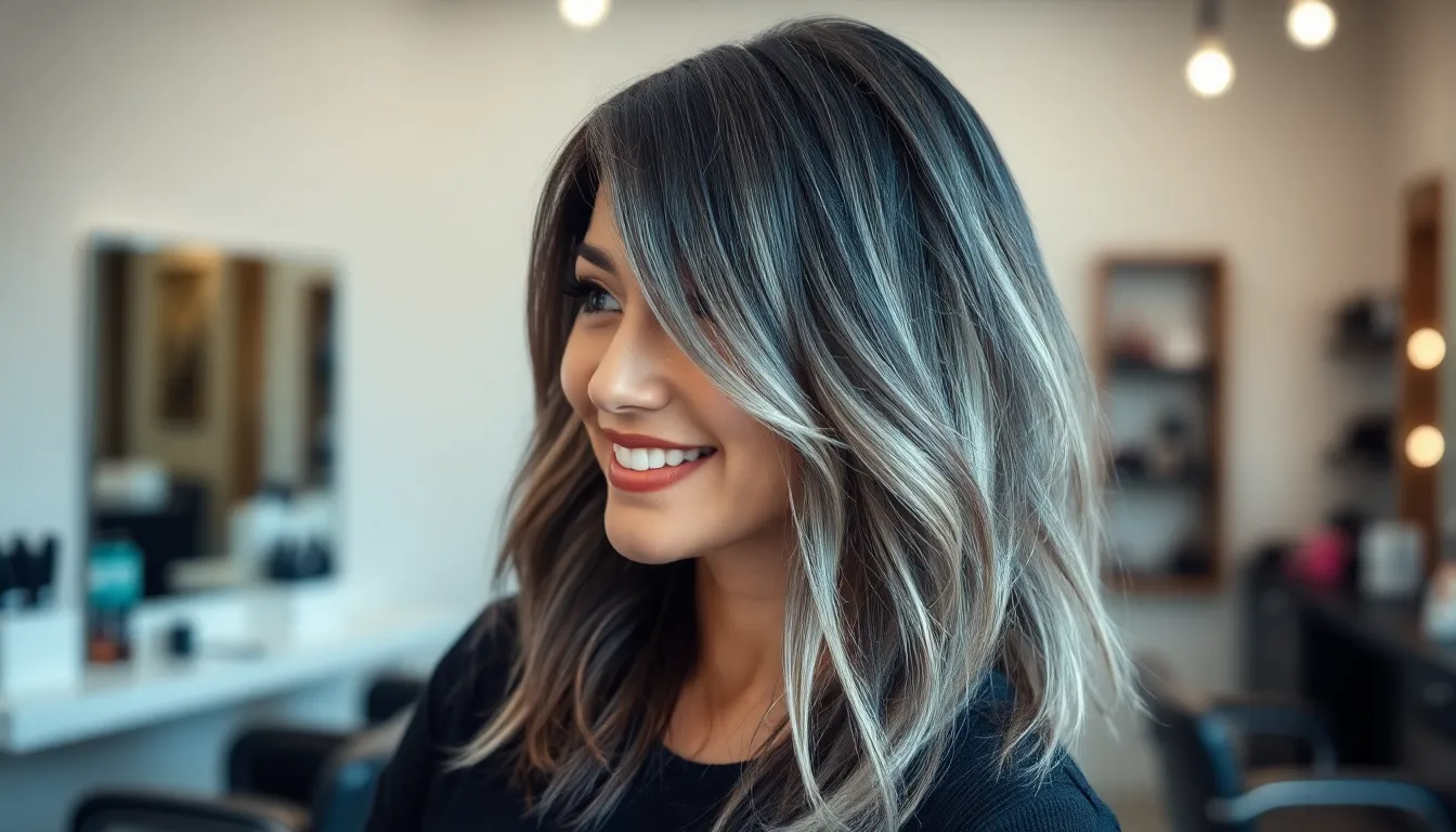 Gray blending for dark hair before and after