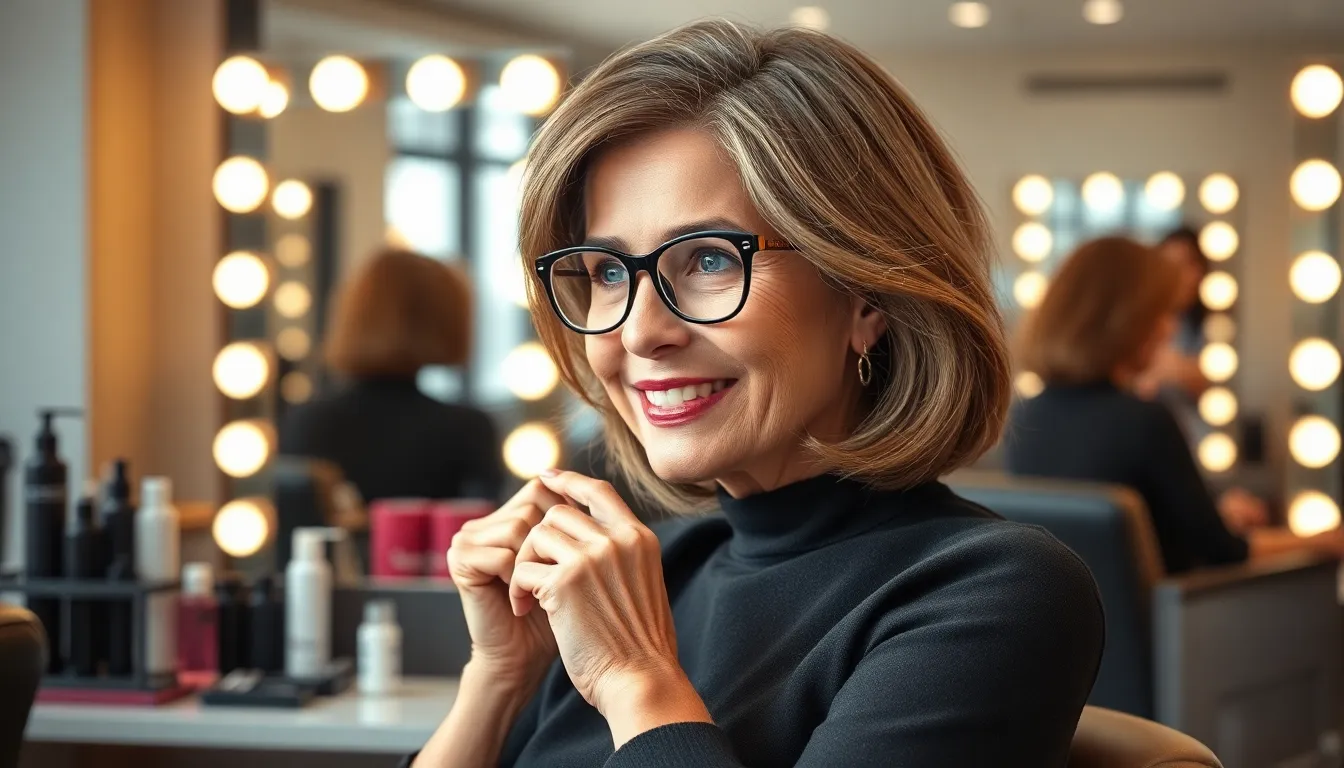 Short hairstyles for fine hair over 60 with glasses