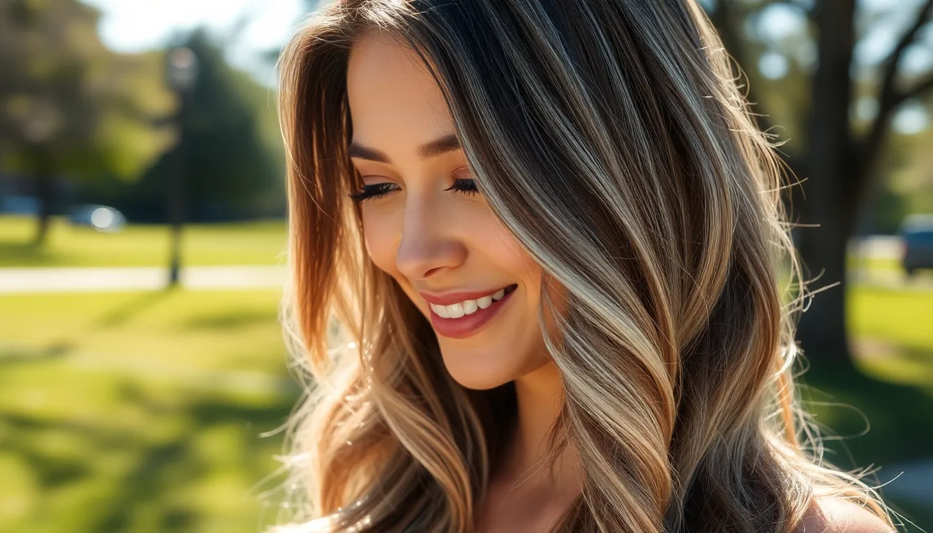 Before and after brown hair with silver highlights