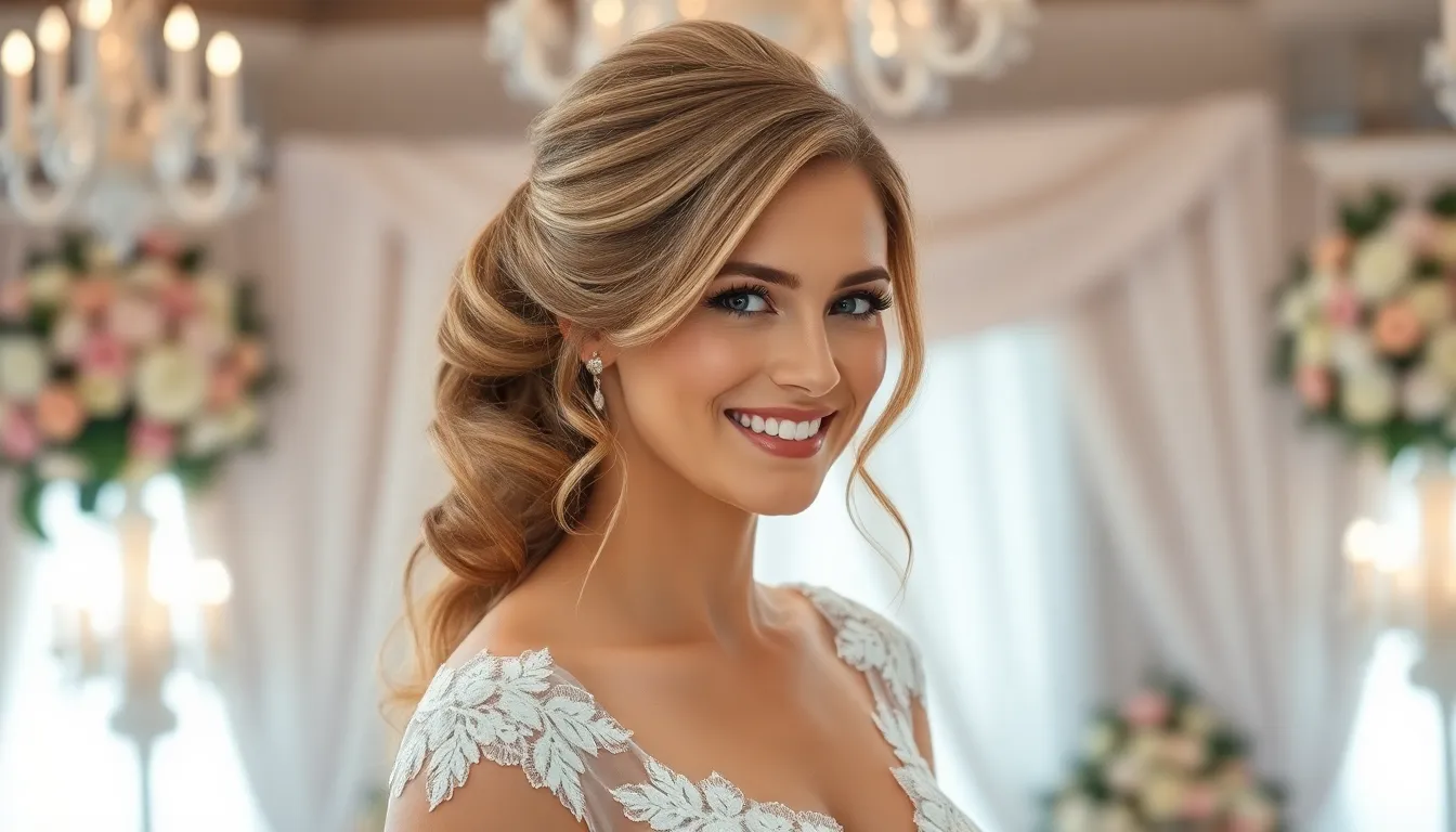 Half up half down wedding hair front view
