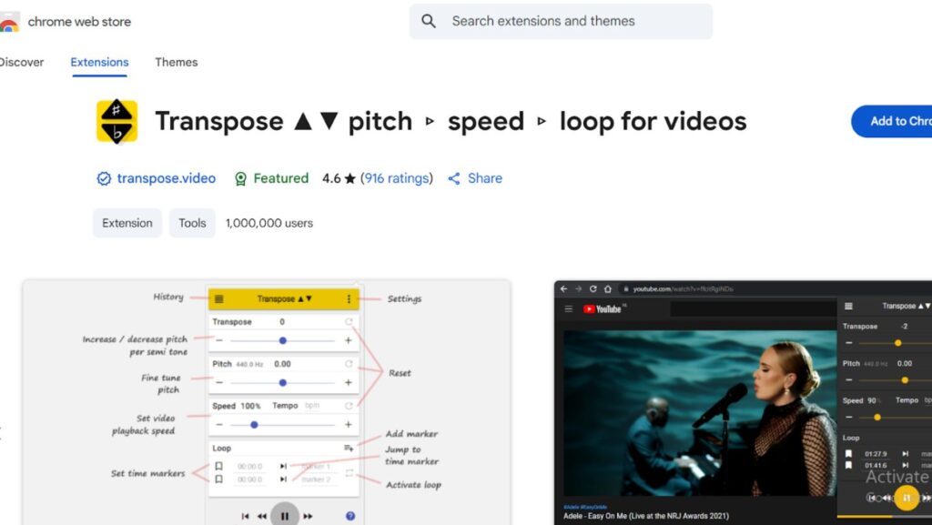 search for transpose extension