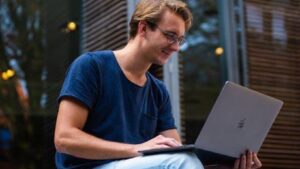 A man using a laptop